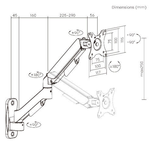 Brateck Desk Monitor Stand up to 32" with Extension Arm (LDA97-112E)