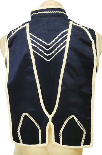 Vestă Tradițională Pentru Bărbați Tsolias Albastră Cu Galon Alb Mark224 Navy White