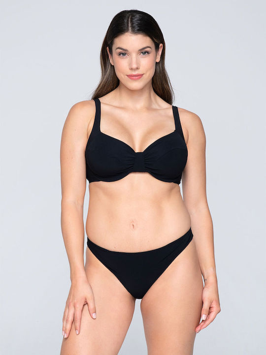 Underwire Bikini Bra Blue Sense with Adjustable Straps Black