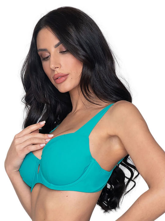 Underwire Bikini Bra with Adjustable Straps Turquoise