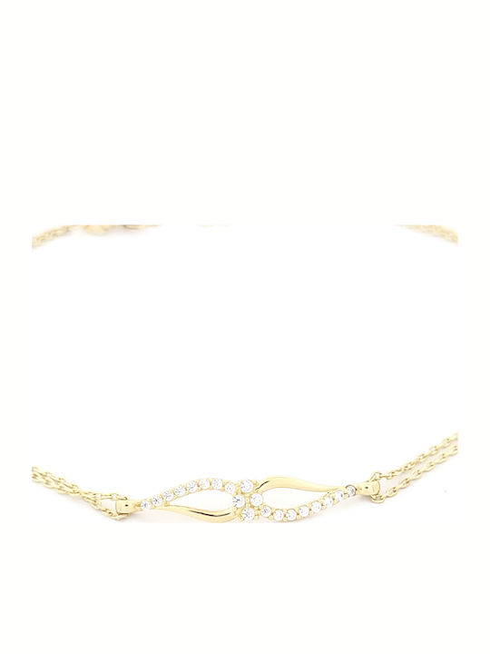 9K Gold Anklet with Zircon 21cm
