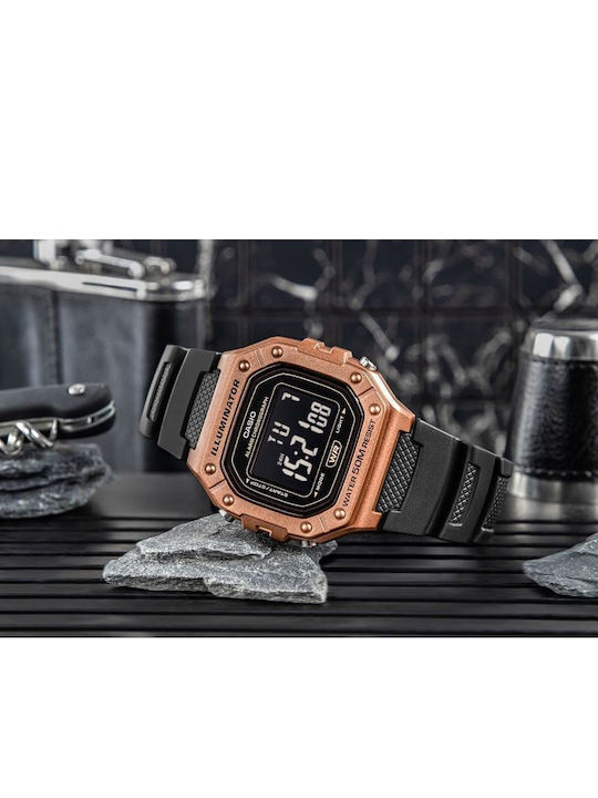 Casio Digital Herrenuhr 43mm Batterie mit Schwarz Gummi Armband