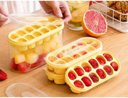 Verk Group Ice Cube Mold Cube from Silicone with Lid Yellow