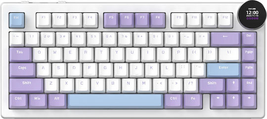 Ajazz AK820 V2 Wireless Gaming Mechanical Keyboard 75% with RGB Lighting (English US) White / Purple