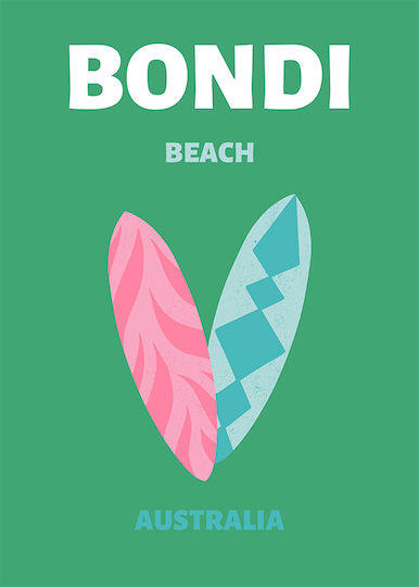 Плакат Bondi Beach Стенно Изкуство Pst25528 40см X 50см-64634pd155990