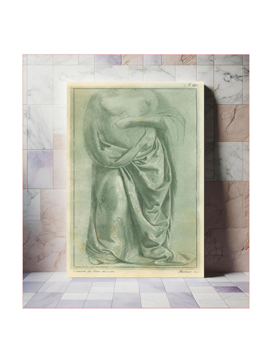 Study A Semi-nude Standing Figure Drapery Leonardo Gemälde auf Leinwand 40x50cm