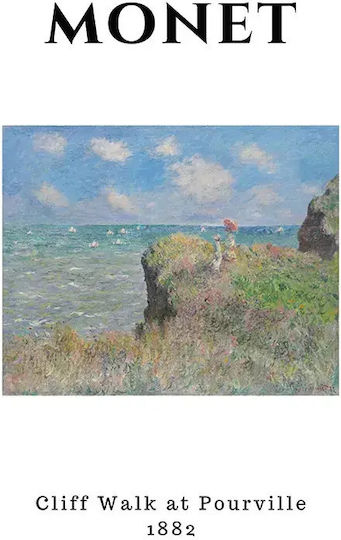 Poster Monet Cliff Walk At Pourville Art009 40cm X 50cm Brown Wooden Frame
