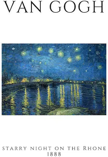 Poster Van Gogh Starry Night On Rhone Art004 40cm X 50cm Brown Wooden Frame