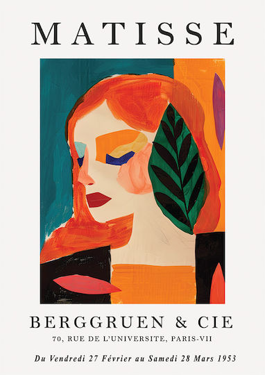Poster Matisse Seated Woman Leaf Art304 40cm X 50cm Μαύρη Ξύλινη Κορνίζα-70549pd155904f55321