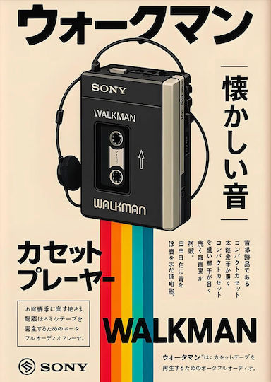 Poster Retro Sony Walkman Japanese Edition Gm2415 40cm X 50cm Κορνίζα Καφέ Ξύλου 63801pd156096f63322