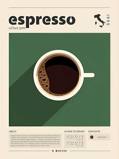 Poster Espresso Caffeine Bomb Pst25329 40cm X 50cm Λευκή Ξύλινη Κορνίζα-62132pd156356f55310