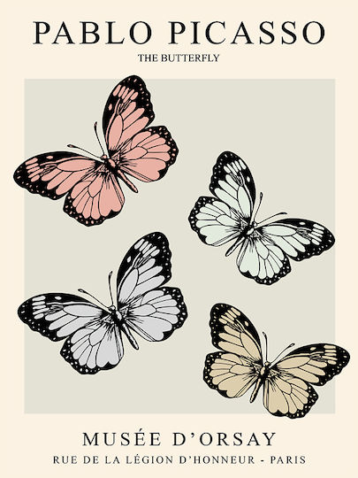 Poster Pablo Picasso Butterfly Art249 40cm X 50cm Λευκή Ξύλινη Κορνίζα-63778pd156082f55310