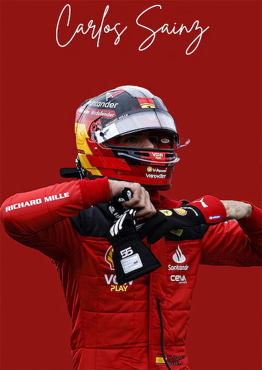 Poster Formula1 Carlos Sainz F061 40cm X 50cm Cadru Lemn Natural Bej 63052pd156213f55316
