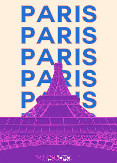 Poster Paris Pop Art Pst25521 40cm x 50cm Einfach Gefaltet Rahmen aus Hölzernes Material Braun