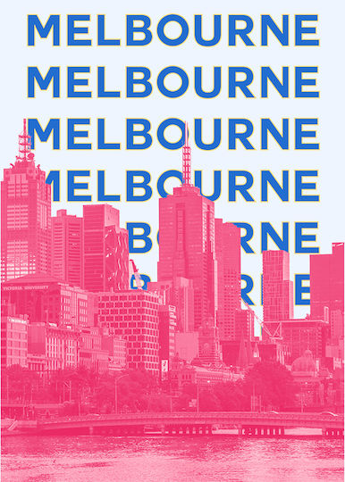 Poster Melbourne Pop Art Pst25511 40cm X 50cm Κορνίζα Φυσικό Ξύλου Μπεζ 63393pd156111f55316