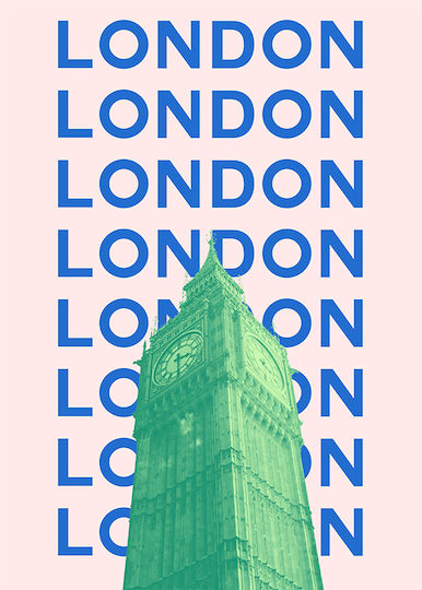 Poster London Pop Art Pst25523 40cm x 50cm Rahmen aus Hölzern in Braun
