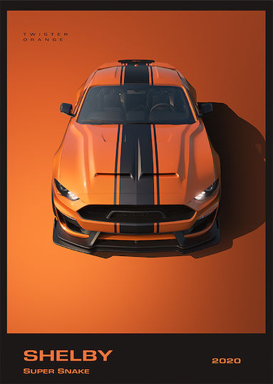 Poster Shelby Super Snake 2020 Cr006 40cm X 50cm Κορνίζα Καφέ Ξύλου 62980pd156247f63322