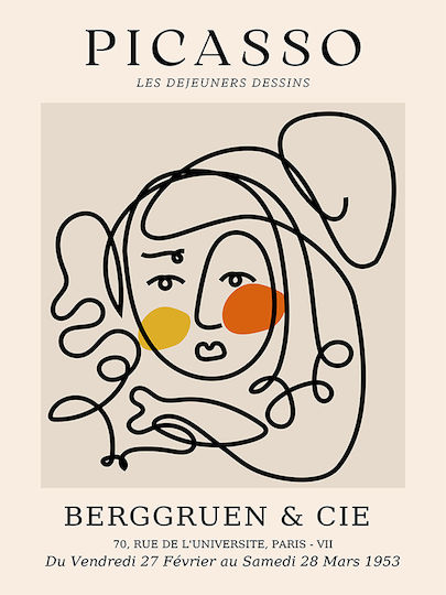 Poster Pablo Picasso Les Dejeurenes Dessins Art239 40cm X 50cm Λευκή Ξύλινη Κορνίζα-63766pd156091f55310