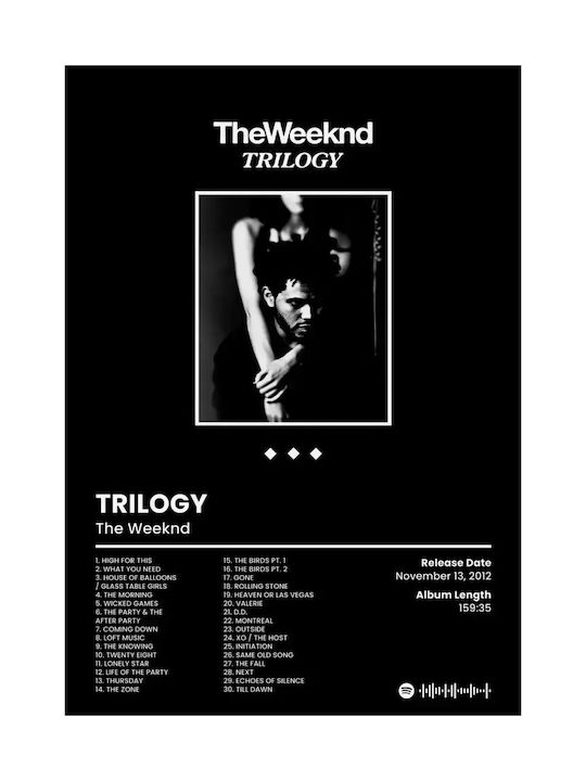 Music Poster Weeknd Trilogy Ms096 40cm X 50cm Κορνίζα Καφέ Ξύλου 62463pd156287f63322