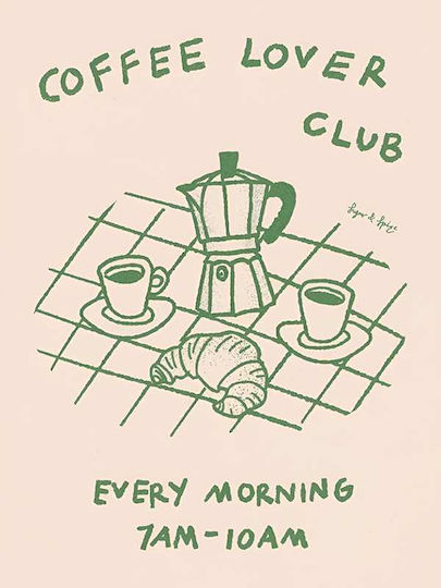Poster Coffee Lovers Club Pst25328 40cm X 50cm Κορνίζα Φυσικό Ξύλου Μπεζ 62118pd156357f55316