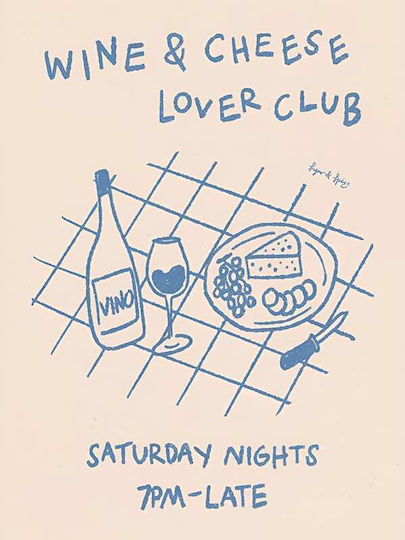 Poster Cheese & Wine Lovers Club Pst25306 40cm X 50cm Κορνίζα Φυσικό Ξύλου Μπεζ 62171pd156326f55316