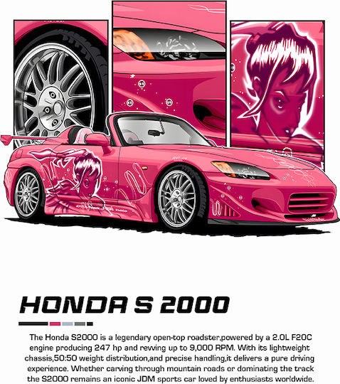 Poster Honda S 2000 Cr024 40cm X 50cm Cadru Din Lemn Natural Bej 63005pd156238f55316