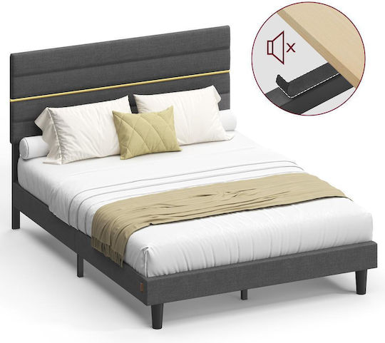 Κρεβάτι Διπλό για Στρώμα 140x200cm Γκρι Κρεβάτι Διπλό για Στρώμα 140x200cm Γκρι