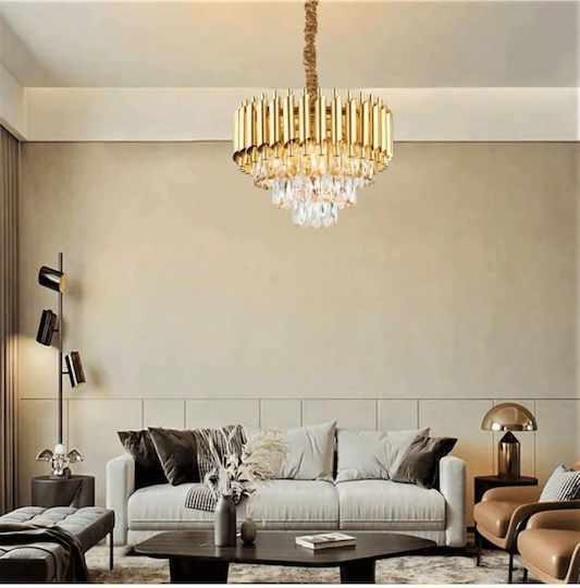 Lightplanet Ρυθμιζόμενο Κρεμαστό Φωτιστικό Χρυσό με Κρύσταλλα
