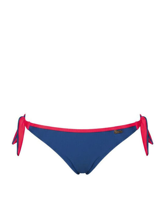Bikini Slip με Κορδονάκια Κοραλλί/θαλασσί