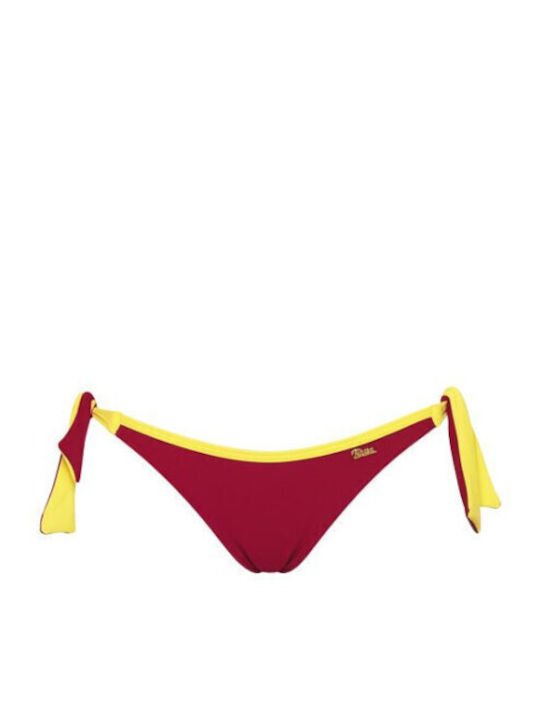 Bikini Slip με Κορδονάκια Κίτρινο/βατόμουρο