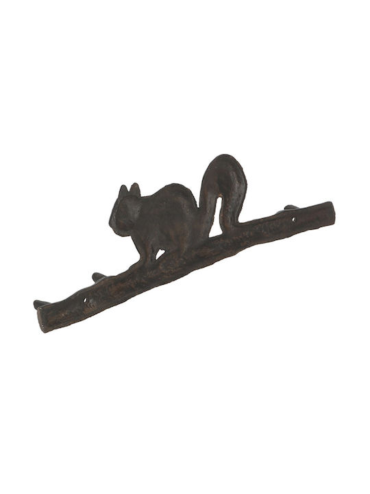 Esschert Design Κρεμάστρα Τοίχου 5 Θέσεων Καφέ 36cm