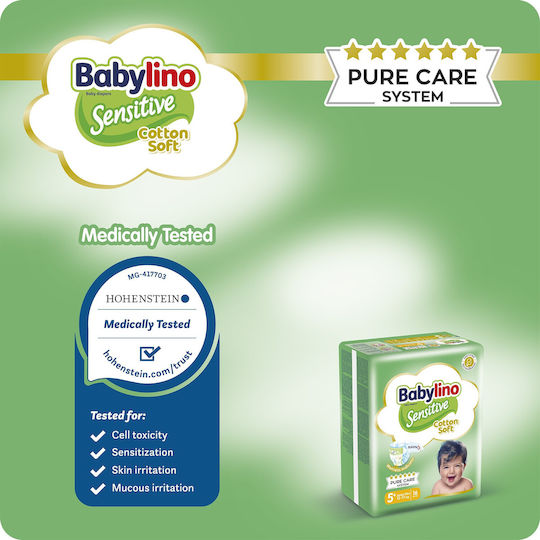 Babylino Βρεφική πάνα Babylino Sensitive No5+ 12-17 Kg SUPER PACK 126 τμχ – Φροντίδα για Ευαίσθητο Δέρμα