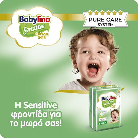Βρεφική πάνα Babylino Sensitive No6 13-18 Kg SUPER PACK 114 τμχ – Φροντίδα για Ευαίσθητο Δέρμα