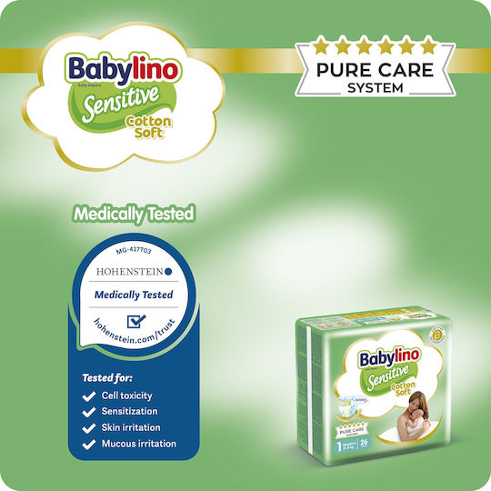 Babylino Baby Diaper Babylino Sensitive SUPER PACK No1 2-5KG 136 pcs (2X68 pcs.) – Care for Sensitive Skin