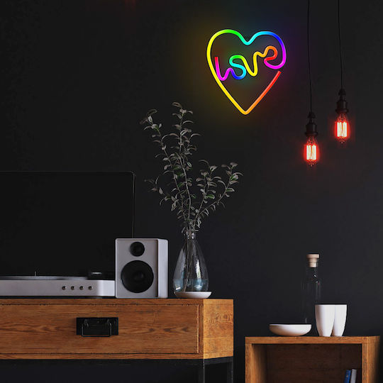 Forever Light Neon Διακοσμητικό Φωτιστικό LED RGB Love 25.5x2x28εκ.