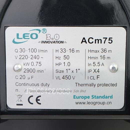 Leo Group ACm75 Electric Surface Water Pump Centrifugal 1hp Single-Phase