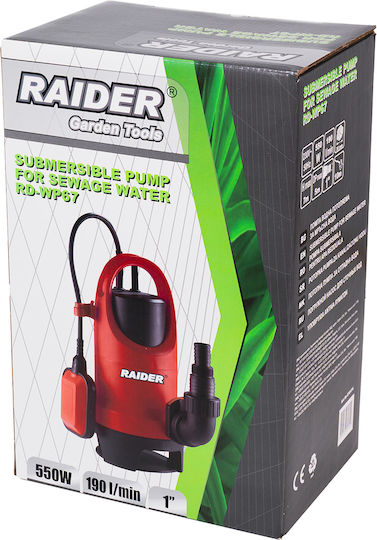 Tauchpumpe mit Schwimmerschalter 550W 1" 190l/min 7m 10m Kabel Schmutzwasser
