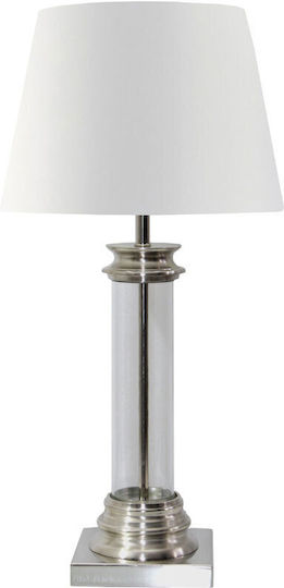 Liberta Metal Table Lamp with White Shade and Silver Base