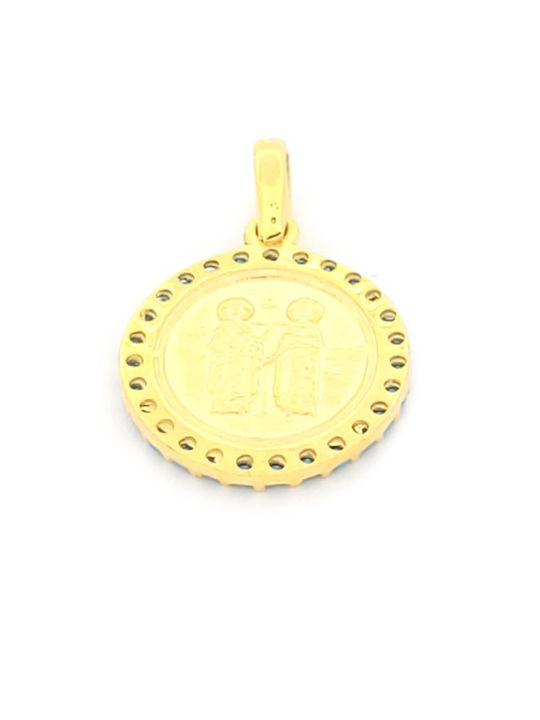 Anagnostakis Charm Talisman Konstantin mit Steinen aus 9K Gold mit Türkis Zirkon