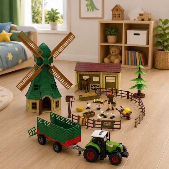 Lean Toys Set Mit Traktor Windmühle Stall Anhänger 45 Stück