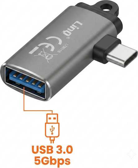 Linq Micro SD-Karte Tf Kartenleser Für Usb-C Abgewinkelter Usb-A Anschluss Graue