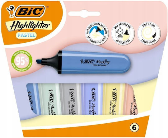 BIC Pastel Marker Unterstreichen Sie Pastel Set 6 Stück