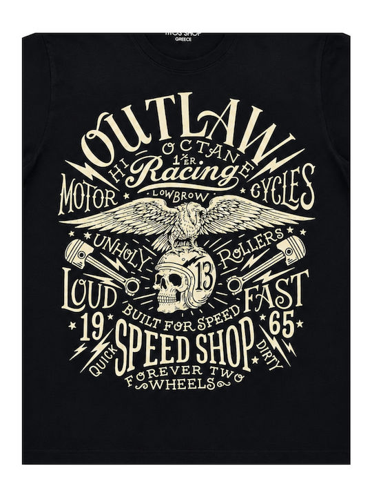 Men's T-shirt Motorcycle Racing Graphic Print Black 63838