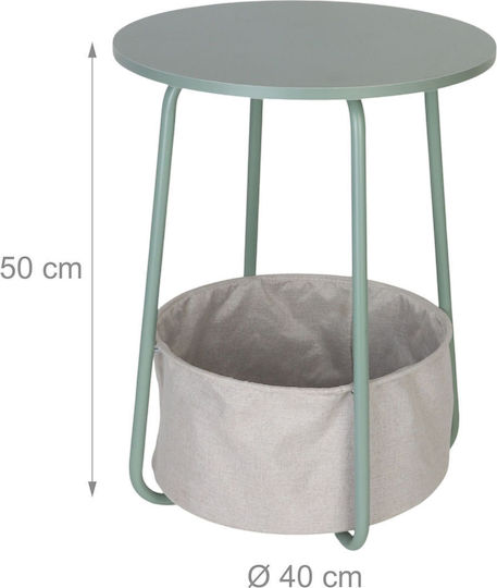 Round Side Table Metal Light Blue/Grey W40xL50cm