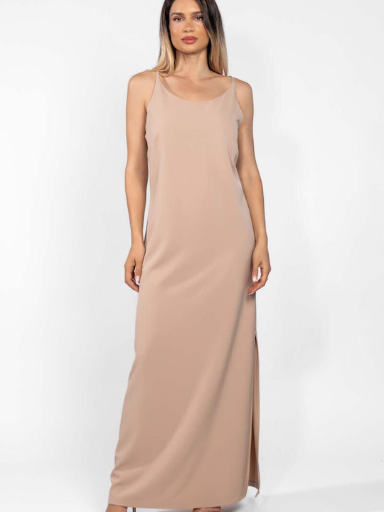 Summer Maxi Dress for Wedding / Christening Open Back Beige