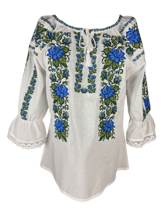 Bluza Damă Bumbac Mânecă Lungă Alb/Portocaliu