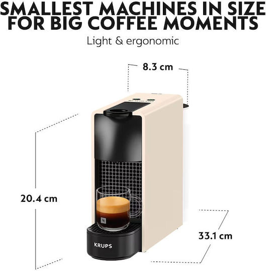 Krups Essenza Mini Espresso Machine for Nespresso Capsules 19bar Cream