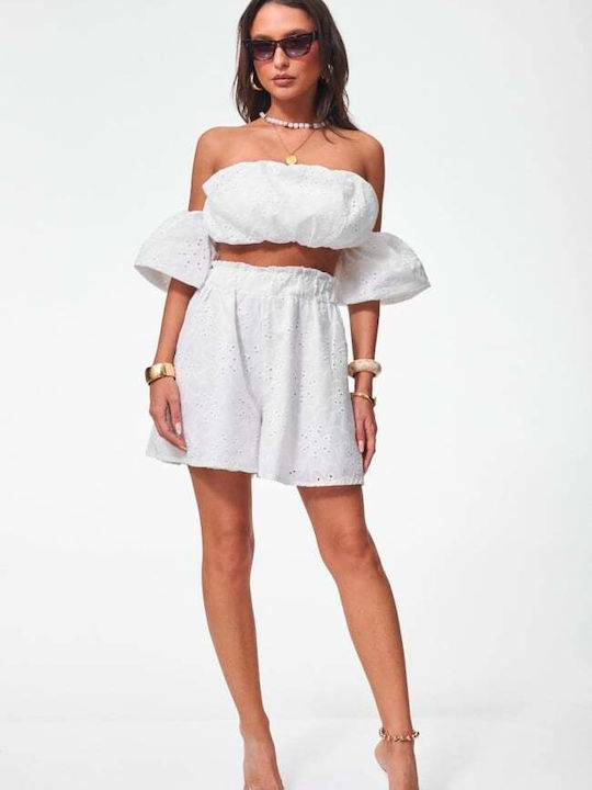 Damen-Set Mit Shorts Weiß