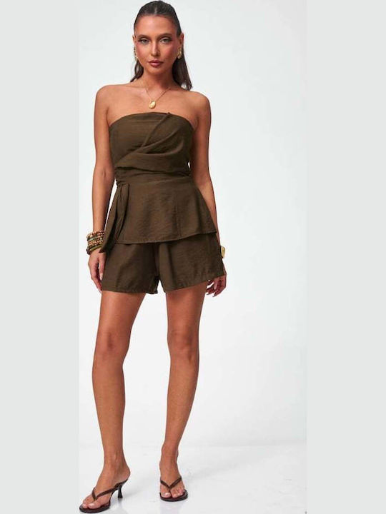 Women's Set with Shorts Dark Brown