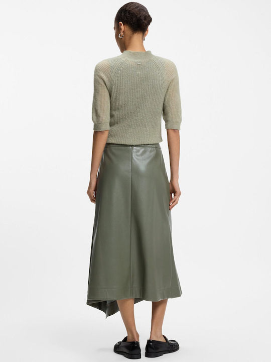 Leder Damenrock Olive
